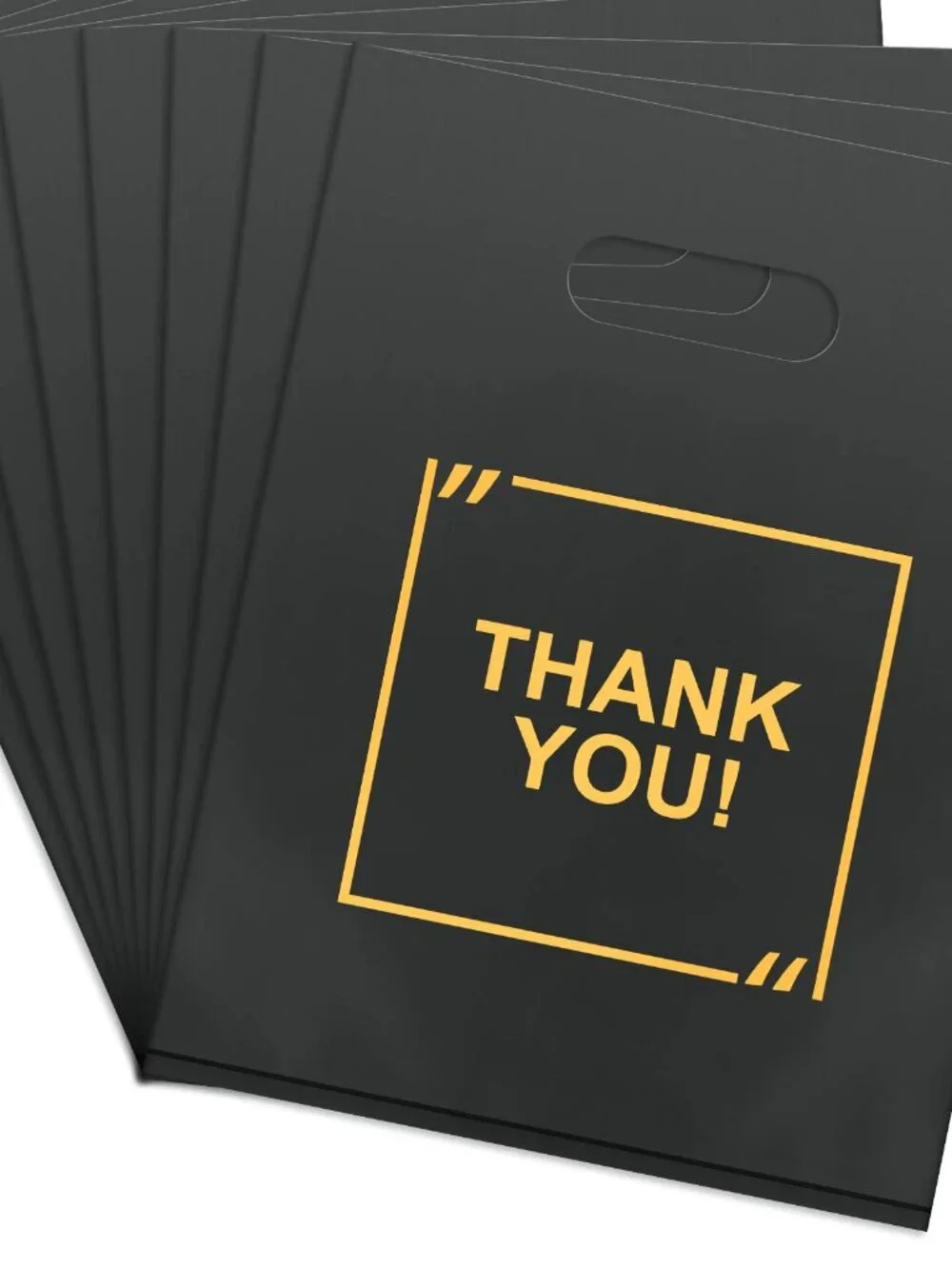 50 Pack Die Cut Plastic Shopping Bags with Thank You Logo 9x12 Merchandise Bags